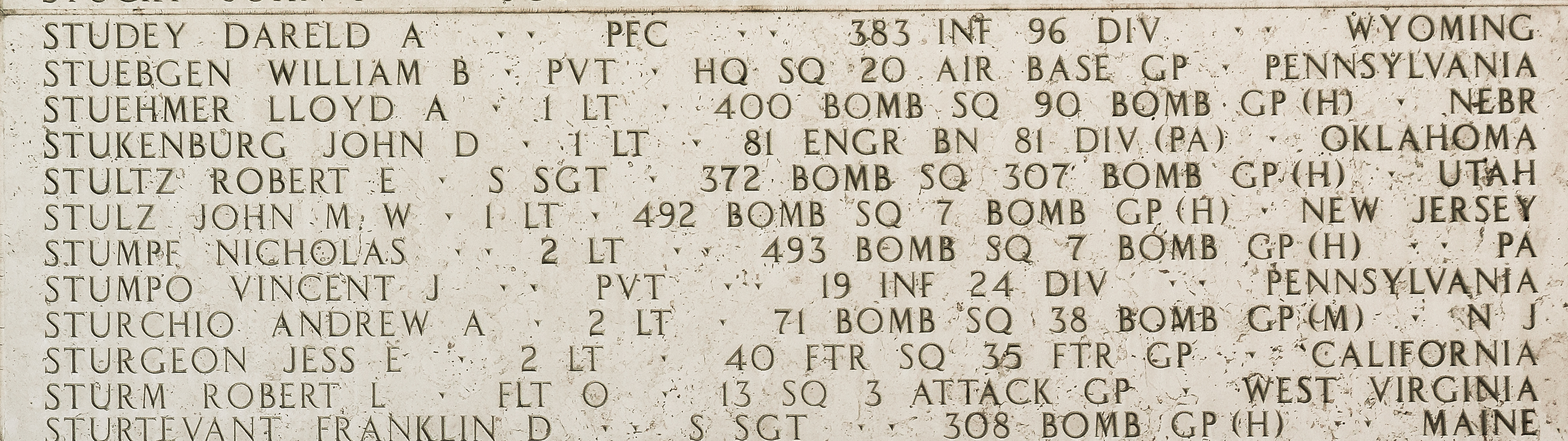 John M. W. Stulz, First Lieutenant